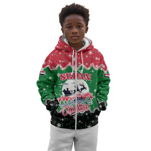 Sudan Christmas Kid Hoodie Red Green Black Xmas Santa Sleigh and Map - African Pride