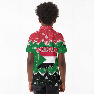 Sudan Christmas Kid Polo Shirt Red Green Black Xmas Santa Sleigh and Map - African Pride