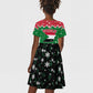 Sudan Christmas Kid Short Sleeve Dress Red Green Black Xmas Santa Sleigh and Map - African Pride
