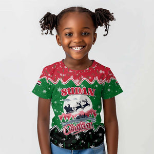 Sudan Christmas Kid T shirt Red Green Black Xmas Santa Sleigh and Map - African Pride