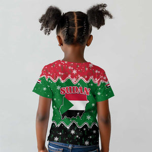 Sudan Christmas Kid T shirt Red Green Black Xmas Santa Sleigh and Map - African Pride