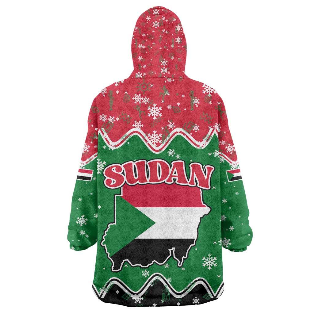 Sudan Christmas Kid Wearable Blanket Hoodie Red Green Black Xmas Santa Sleigh and Map - African Pride