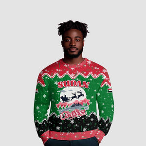 Sudan Christmas Ugly Christmas Sweater Red Green Black Xmas Santa Sleigh and Map - African Pride