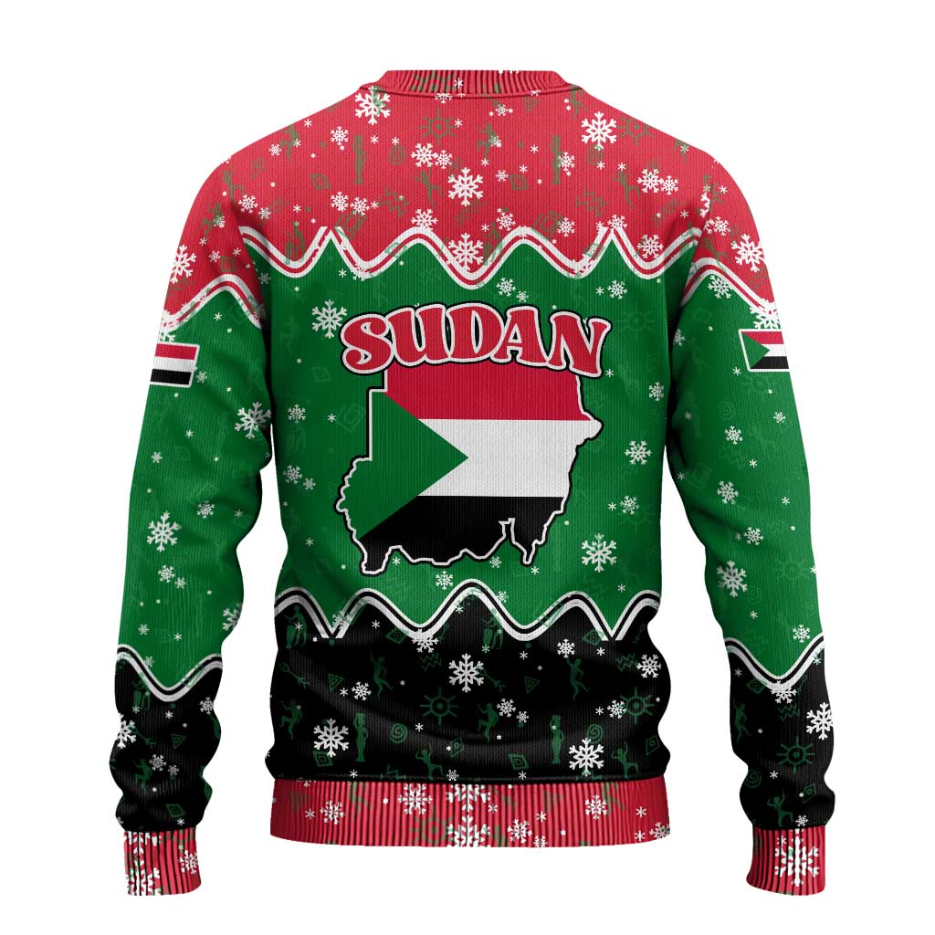 Sudan Christmas Ugly Christmas Sweater Red Green Black Xmas Santa Sleigh and Map - African Pride