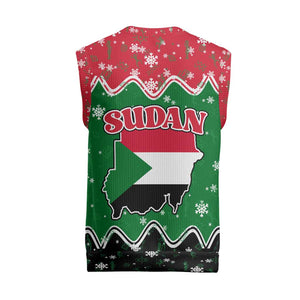 Sudan Christmas Knitted V-Neck Vest Red Green Black Xmas Santa Sleigh and Map - African Pride