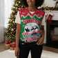 Sudan Christmas Knitted V-Neck Vest Red Green Black Xmas Santa Sleigh and Map - African Pride