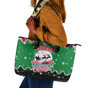 Sudan Christmas Leather Tote Bag Red Green Black Xmas Santa Sleigh and Map - African Pride