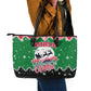 Sudan Christmas Leather Tote Bag Red Green Black Xmas Santa Sleigh and Map - African Pride