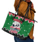 Sudan Christmas Leather Tote Bag Red Green Black Xmas Santa Sleigh and Map - African Pride