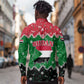 Sudan Christmas Long Sleeve Button Shirt Red Green Black Xmas Santa Sleigh and Map - African Pride