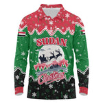 Sudan Christmas Long Sleeve Polo Shirt Red Green Black Xmas Santa Sleigh and Map - African Pride