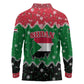 Sudan Christmas Long Sleeve Polo Shirt Red Green Black Xmas Santa Sleigh and Map - African Pride