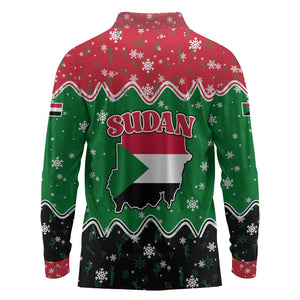 Sudan Christmas Long Sleeve Polo Shirt Red Green Black Xmas Santa Sleigh and Map - African Pride