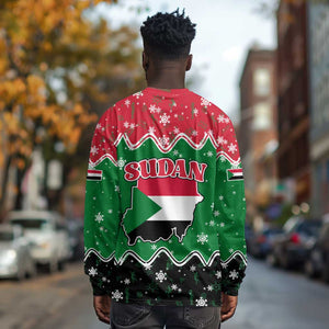 Sudan Christmas Long Sleeve Shirt Red Green Black Xmas Santa Sleigh and Map - African Pride
