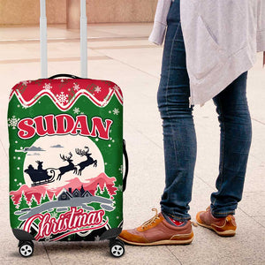 Sudan Christmas Luggage Cover Red Green Black Xmas Santa Sleigh and Map - African Pride