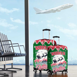 Sudan Christmas Luggage Cover Red Green Black Xmas Santa Sleigh and Map - African Pride