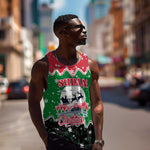 Sudan Christmas Men Tank Top Red Green Black Xmas Santa Sleigh and Map - African Pride