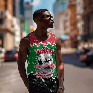 Sudan Christmas Men Tank Top Red Green Black Xmas Santa Sleigh and Map - African Pride