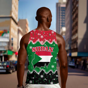 Sudan Christmas Men Tank Top Red Green Black Xmas Santa Sleigh and Map - African Pride