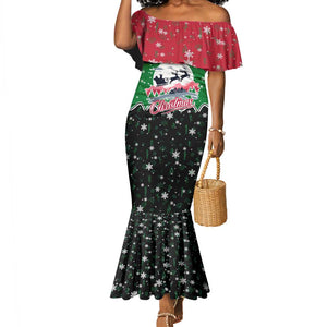 Sudan Christmas Mermaid Dress Red Green Black Xmas Santa Sleigh and Map - African Pride