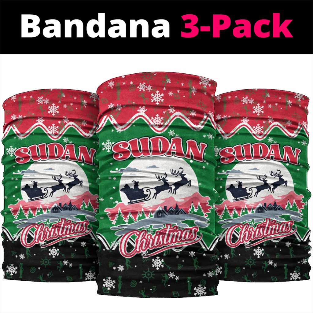 Sudan Christmas Neck Gaiter Red Green Black Xmas Santa Sleigh and Map - African Pride