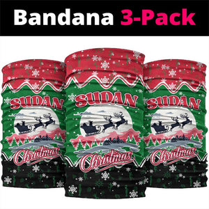 Sudan Christmas Neck Gaiter Red Green Black Xmas Santa Sleigh and Map - African Pride