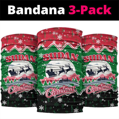 Sudan Christmas Neck Gaiter Red Green Black Xmas Santa Sleigh and Map - African Pride