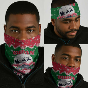 Sudan Christmas Neck Gaiter Red Green Black Xmas Santa Sleigh and Map - African Pride