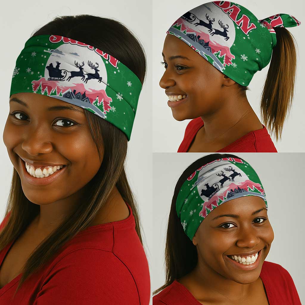 Sudan Christmas Neck Gaiter Red Green Black Xmas Santa Sleigh and Map - African Pride