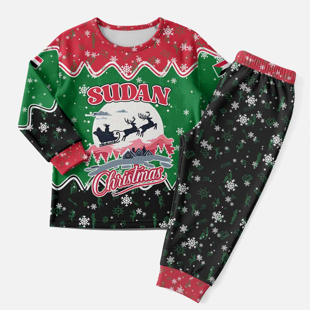 Sudan Christmas Pajama Set Red Green Black Xmas Santa Sleigh and Map - African Pride