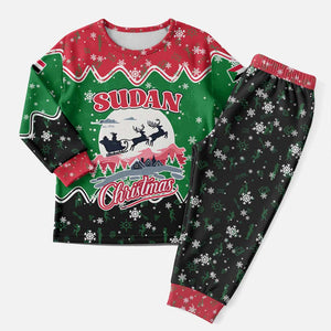Sudan Christmas Pajama Set Red Green Black Xmas Santa Sleigh and Map - African Pride