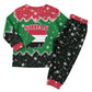 Sudan Christmas Pajama Set Red Green Black Xmas Santa Sleigh and Map - African Pride