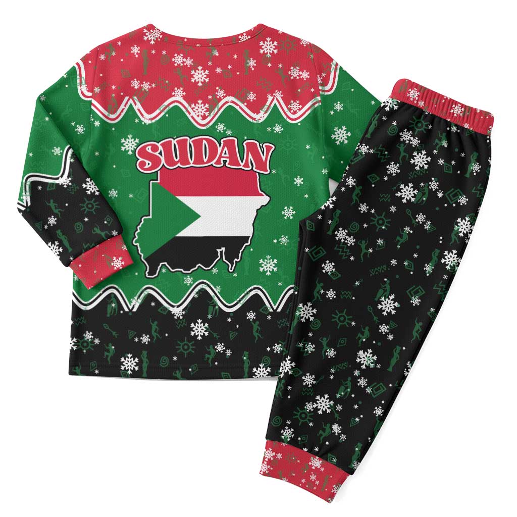 Sudan Christmas Pajama Set Red Green Black Xmas Santa Sleigh and Map - African Pride