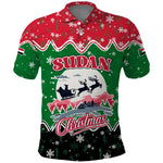 Sudan Christmas Polo Shirt Red Green Black Xmas Santa Sleigh and Map - African Pride