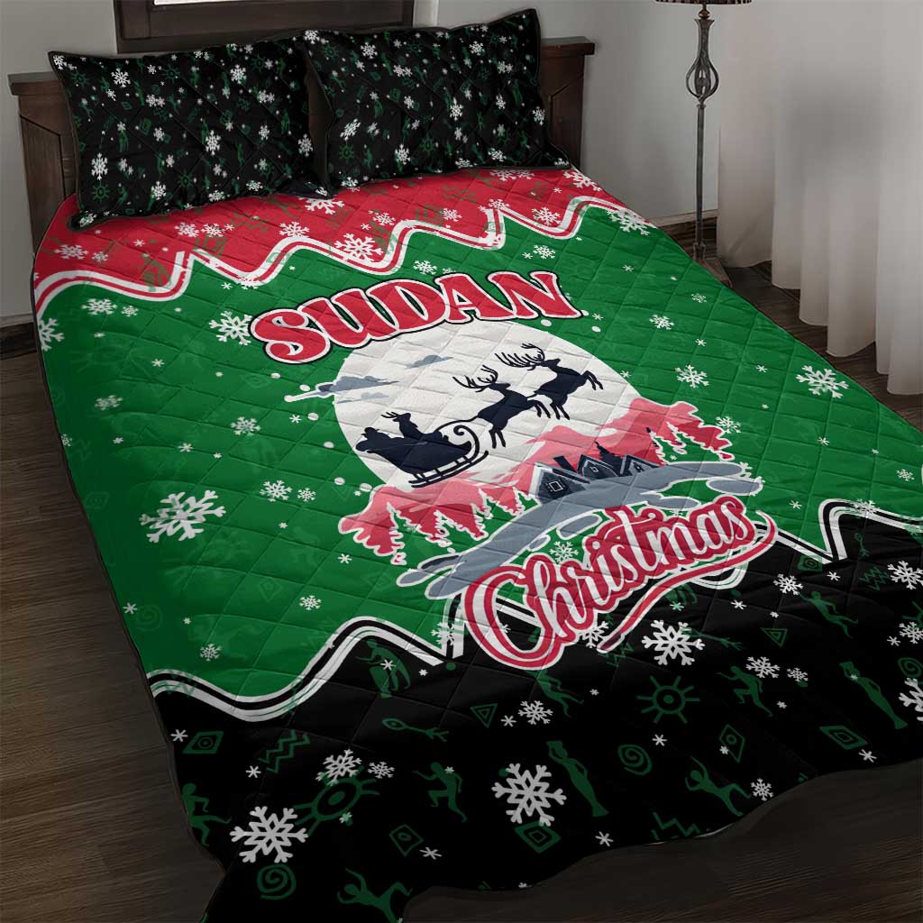 Sudan Christmas Quilt Bed Set Red Green Black Xmas Santa Sleigh and Map - African Pride
