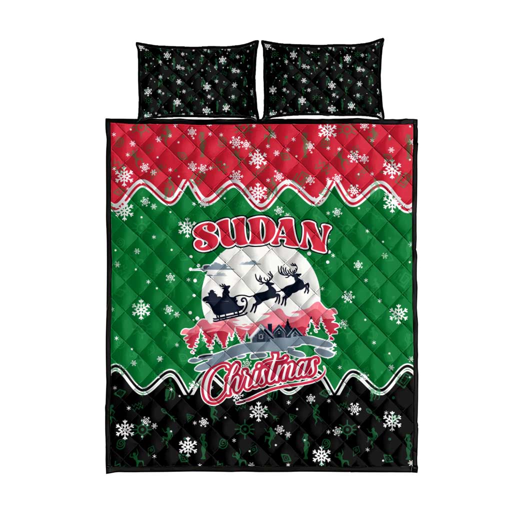 Sudan Christmas Quilt Bed Set Red Green Black Xmas Santa Sleigh and Map - African Pride