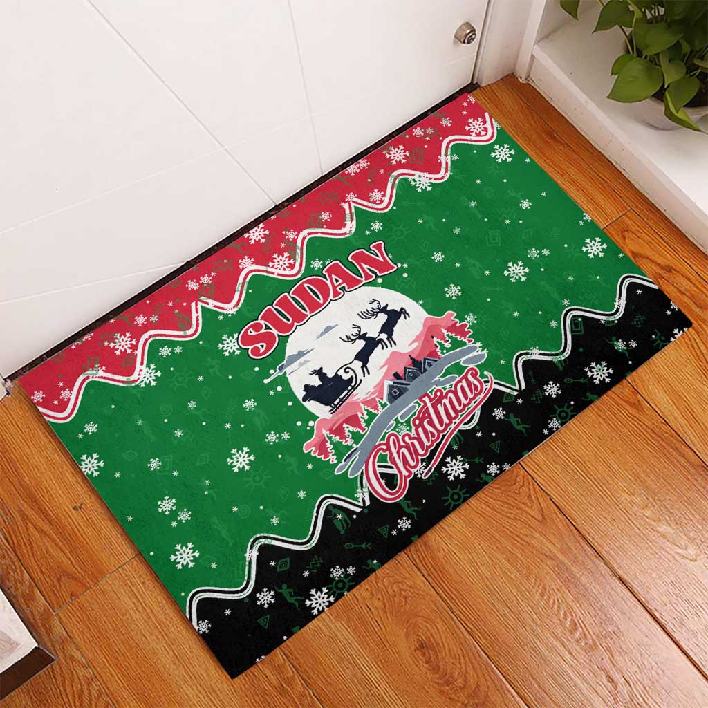 Sudan Christmas Rubber Doormat Red Green Black Xmas Santa Sleigh and Map - African Pride