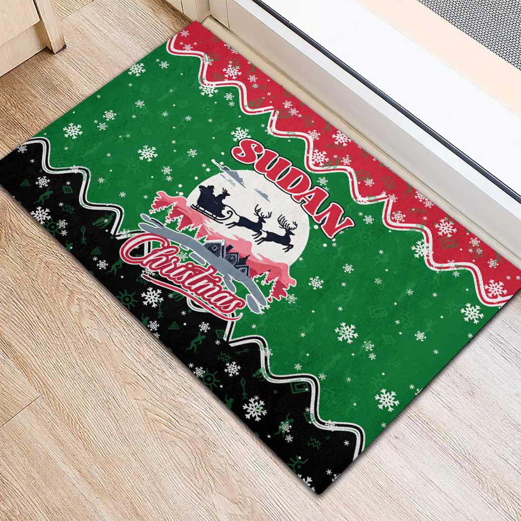Sudan Christmas Rubber Doormat Red Green Black Xmas Santa Sleigh and Map - African Pride