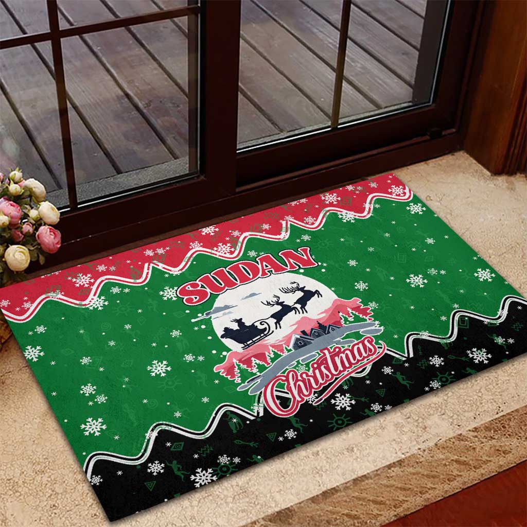 Sudan Christmas Rubber Doormat Red Green Black Xmas Santa Sleigh and Map - African Pride