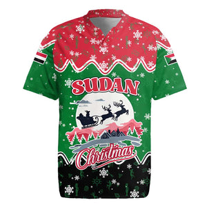 Sudan Christmas Rugby Jersey Red Green Black Xmas Santa Sleigh and Map - African Pride