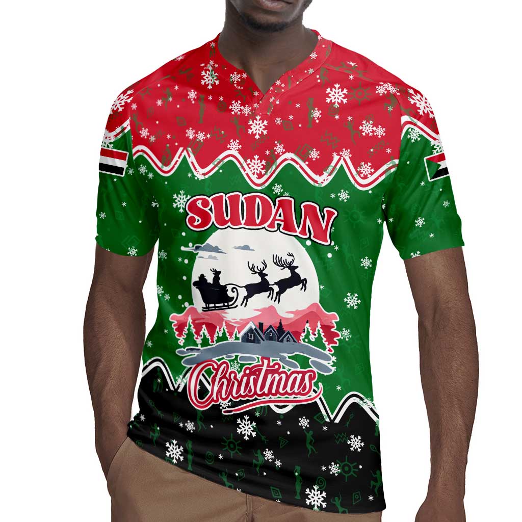 Sudan Christmas Rugby Jersey Red Green Black Xmas Santa Sleigh and Map - African Pride