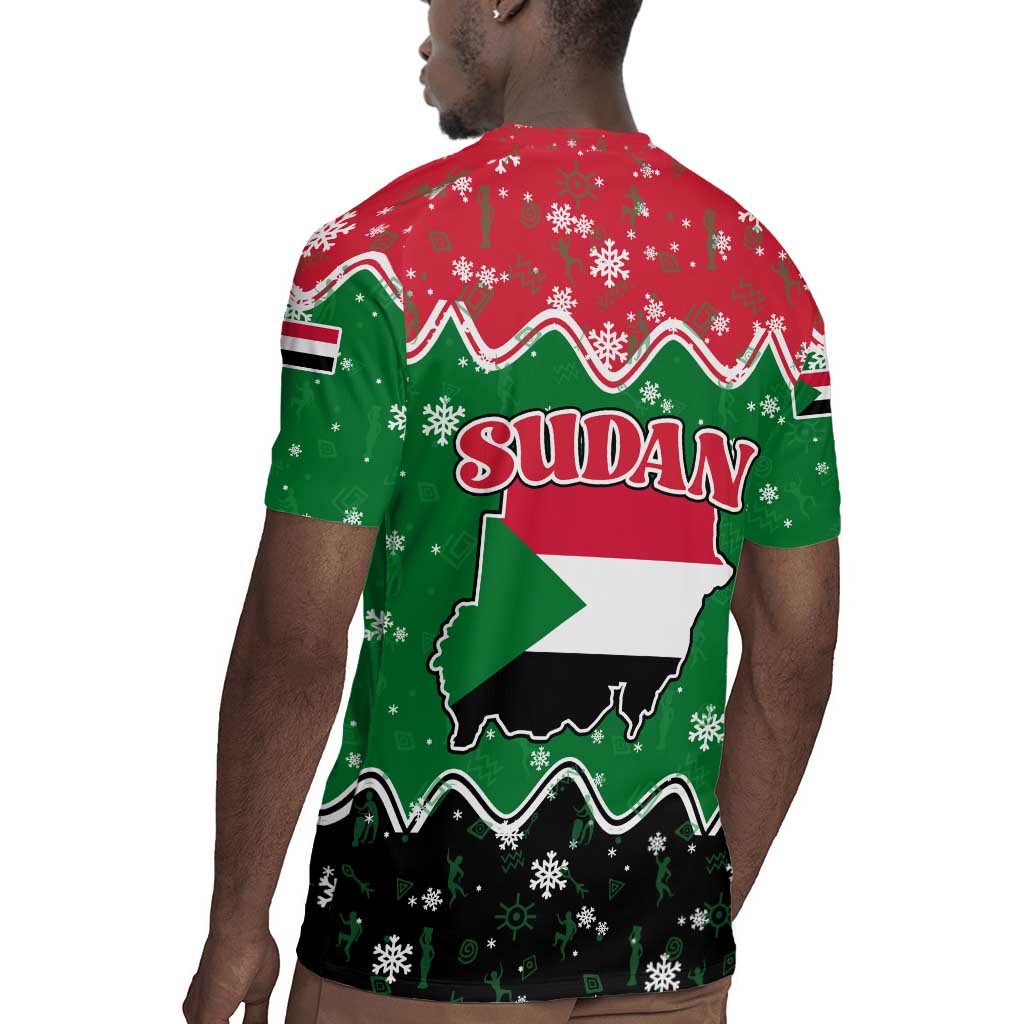 Sudan Christmas Rugby Jersey Red Green Black Xmas Santa Sleigh and Map - African Pride