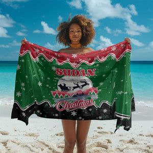 Sudan Christmas Sarong Red Green Black Xmas Santa Sleigh and Map - African Pride
