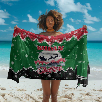 Sudan Christmas Sarong Red Green Black Xmas Santa Sleigh and Map - African Pride