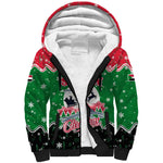 Sudan Christmas Sherpa Hoodie Red Green Black Xmas Santa Sleigh and Map - African Pride