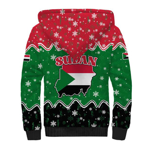 Sudan Christmas Sherpa Hoodie Red Green Black Xmas Santa Sleigh and Map - African Pride