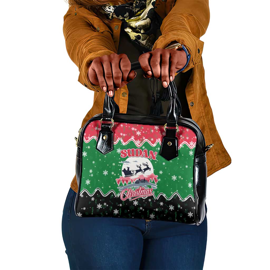 Sudan Christmas Shoulder Handbag Red Green Black Xmas Santa Sleigh and Map - African Pride
