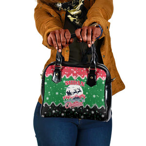 Sudan Christmas Shoulder Handbag Red Green Black Xmas Santa Sleigh and Map - African Pride