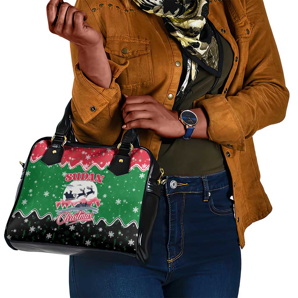 Sudan Christmas Shoulder Handbag Red Green Black Xmas Santa Sleigh and Map - African Pride