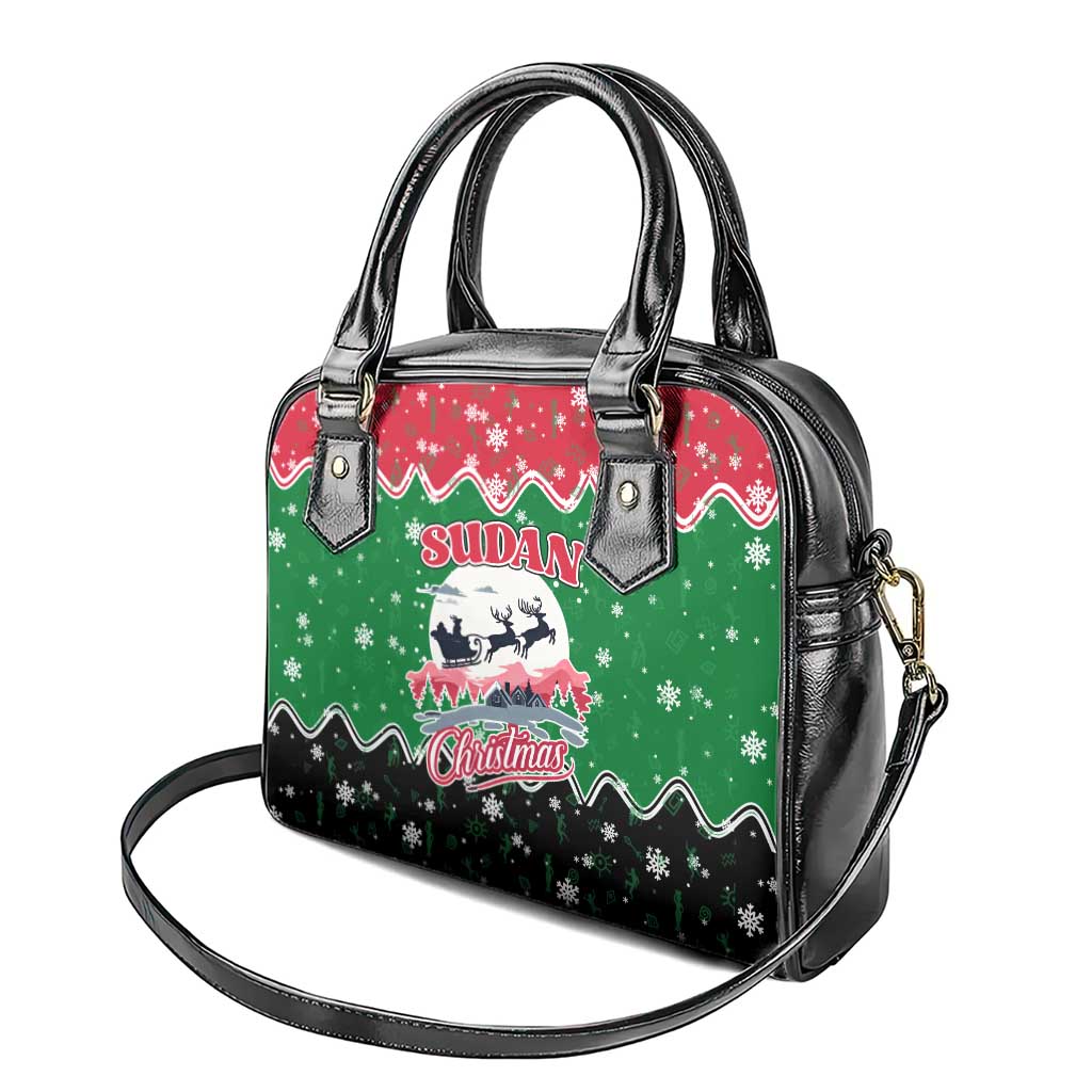 Sudan Christmas Shoulder Handbag Red Green Black Xmas Santa Sleigh and Map - African Pride